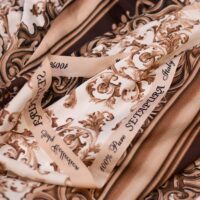 Coffee Brown Printed Design Silk Fabric