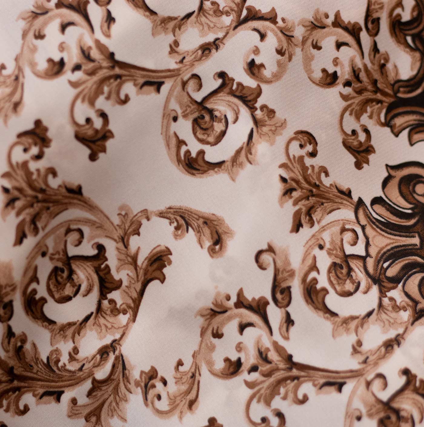 Coffee Brown Printed Design Silk Fabric