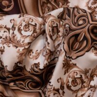 Coffee Brown Printed Design Silk Fabric