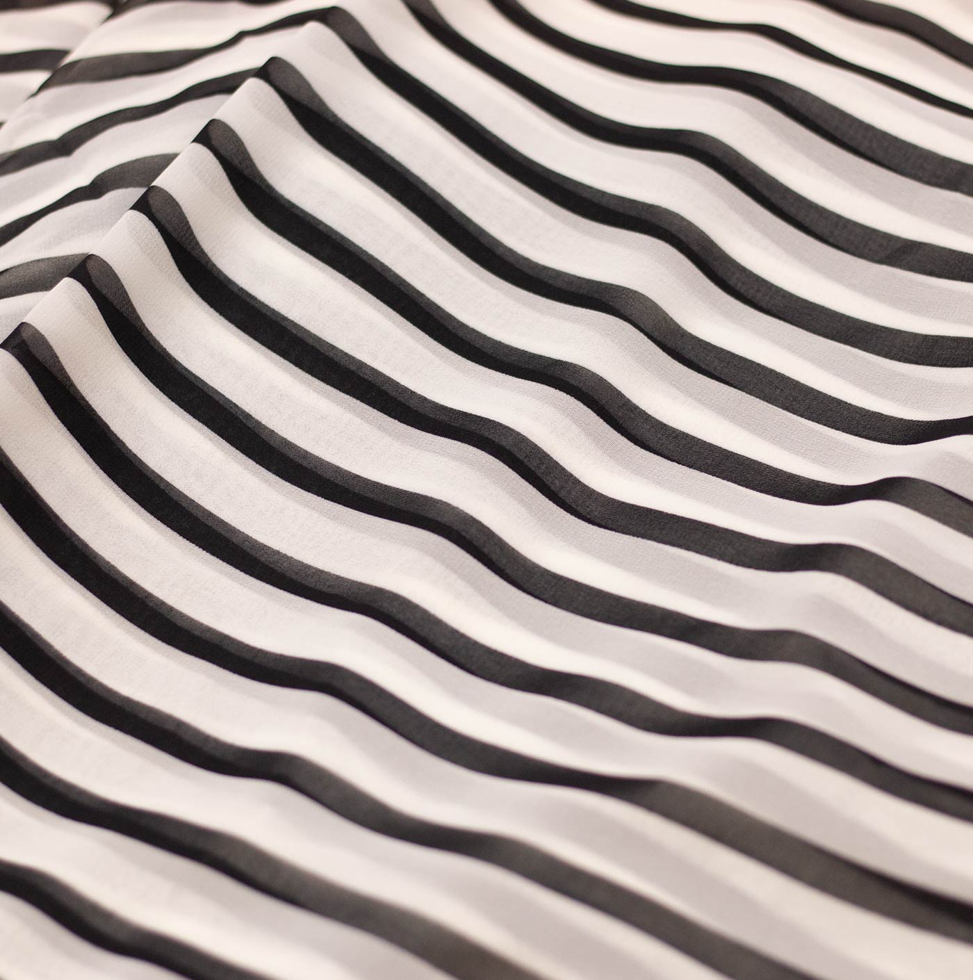 Black Stripes Printed Chiffon Fabric