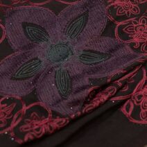 Black Abstract Floral Design Embroidered Chiffon Fabric