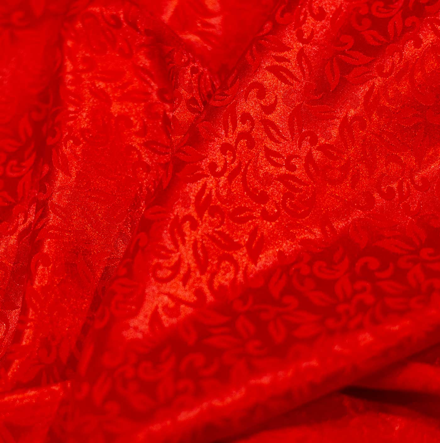 Red Printed Silk Fabric