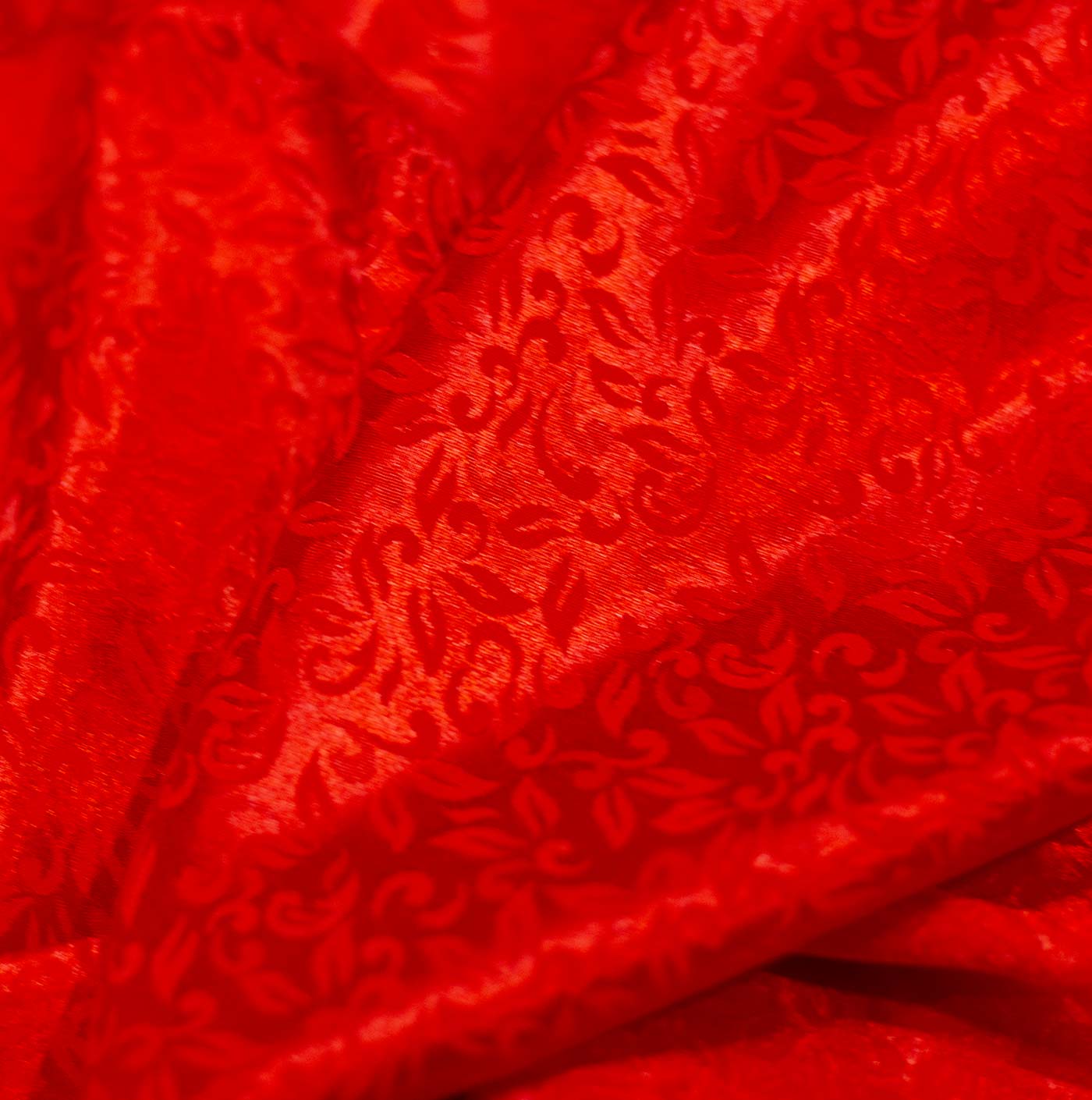 Red Printed Silk Fabric