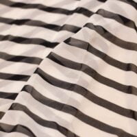 Black Stripes Printed Chiffon Fabric