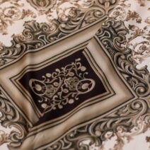 Cream and Brown Designer Printed Silk Fabric