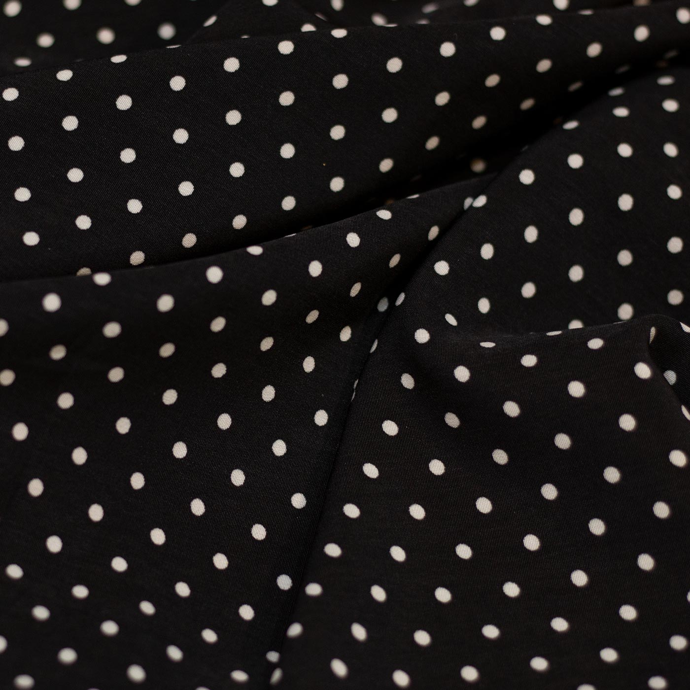 White Polka Dot Black Printed Chiffon Fabric