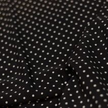 White Polka Dot Black Printed Chiffon Fabric