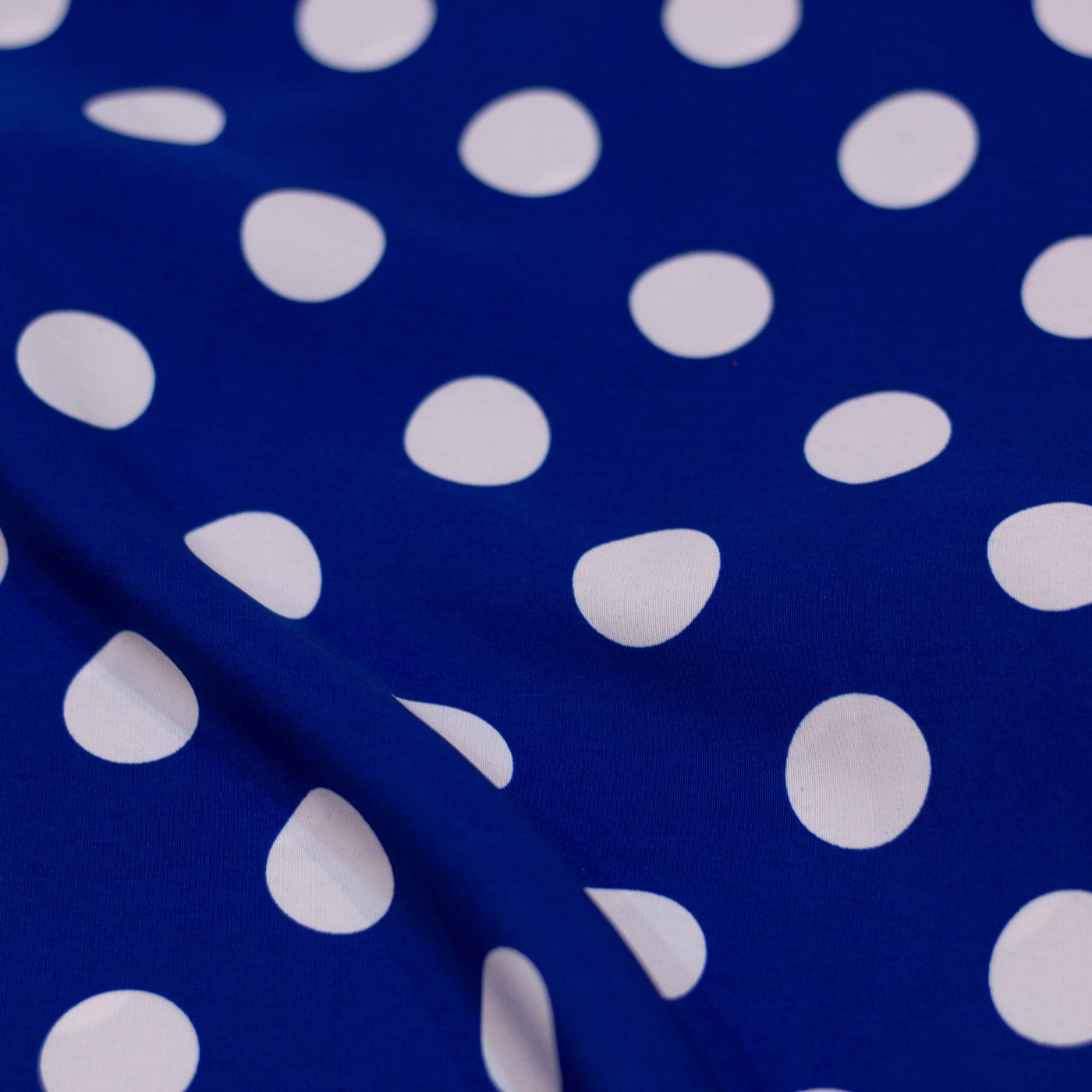 White Polka Dot Blue Cotton Fabric