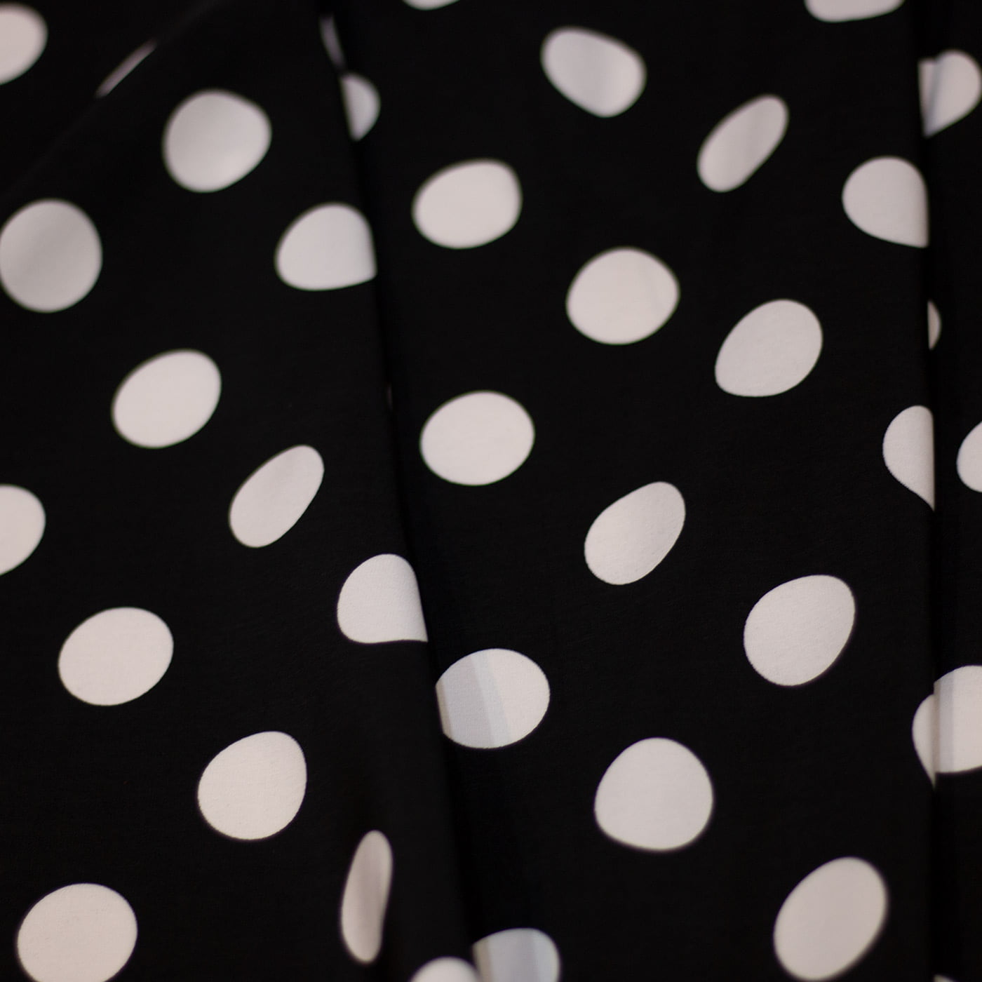 White Polka Dot Black Cotton Fabric