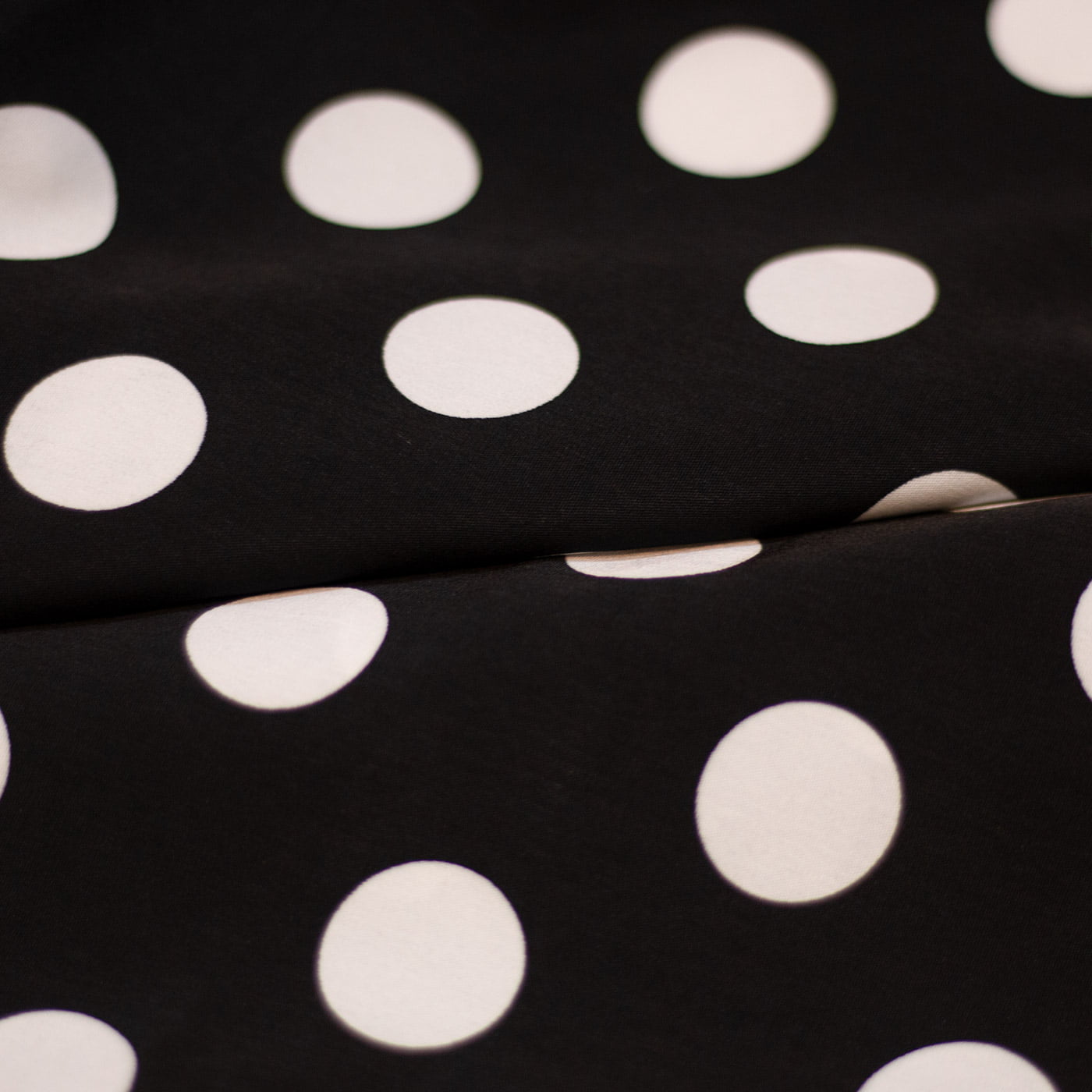 White Polka Dot Black Cotton Fabric