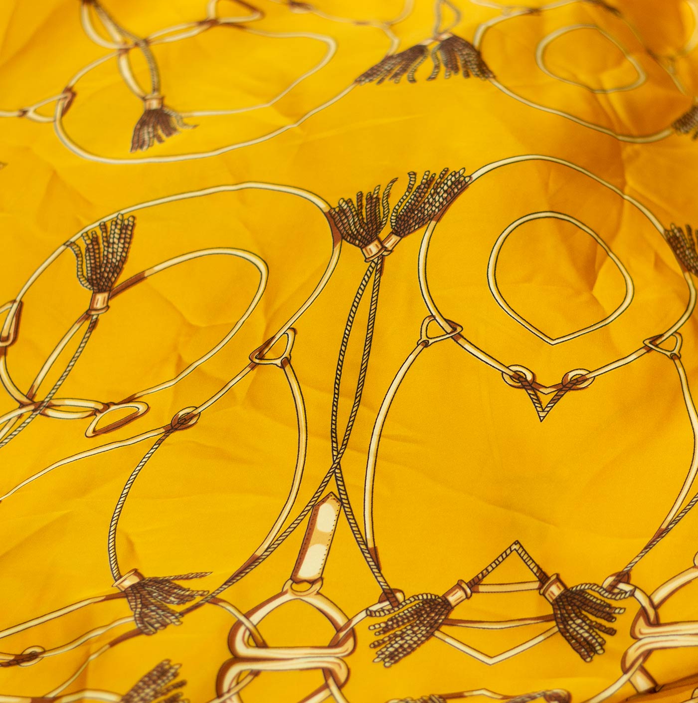 Yellow Striped Design Printed Silk Fabric