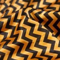 Gold and Black Printed Silk Fabric