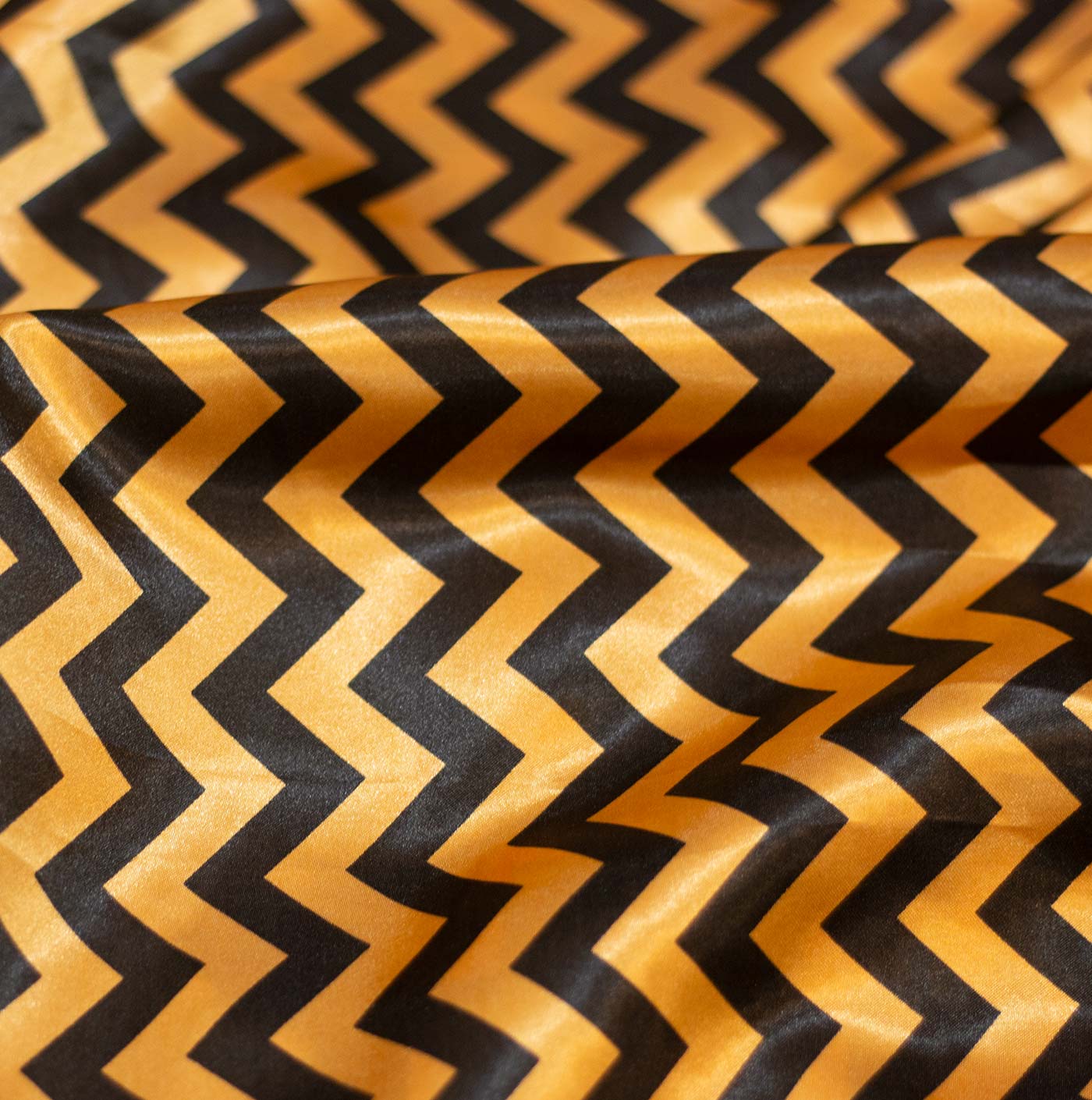Gold and Black Printed Silk Fabric