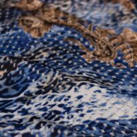 Navy Blue Design Printed Silk Fabric