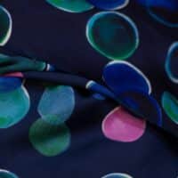 Navy Blue Dotted Printed Silk Fabric