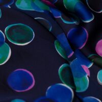 Navy Blue Dotted Printed Silk Fabric