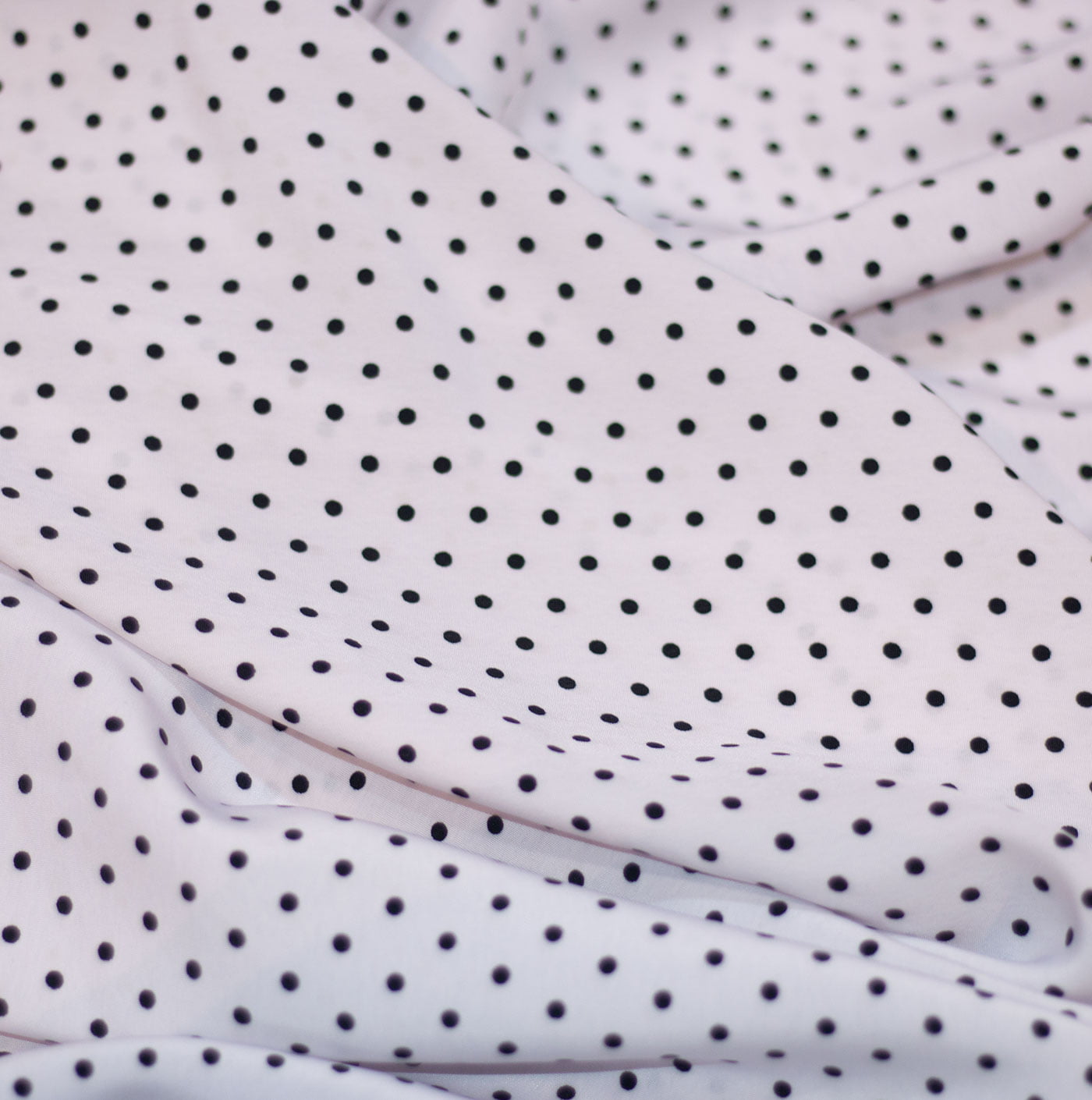Black Polka Dots White Lorenzo Printed Cotton Fabric