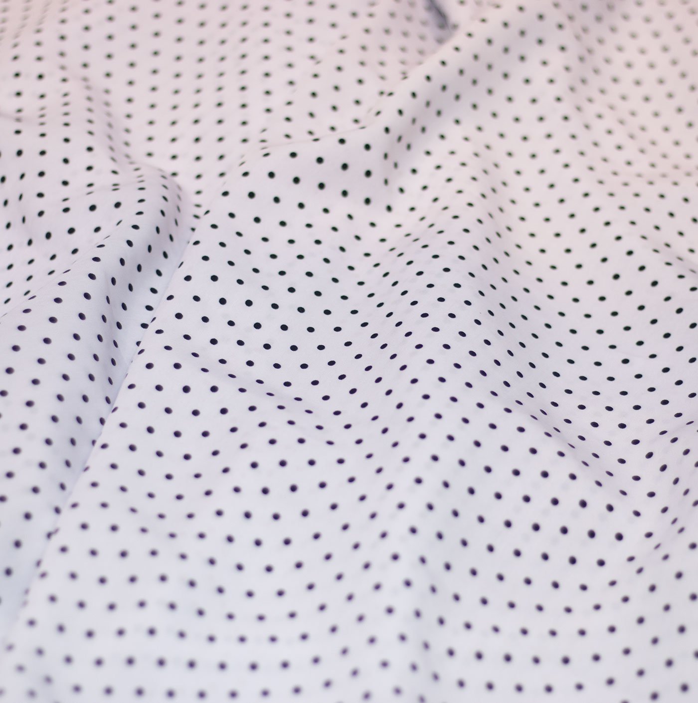 Black Polka Dots White Lorenzo Printed Cotton Fabric
