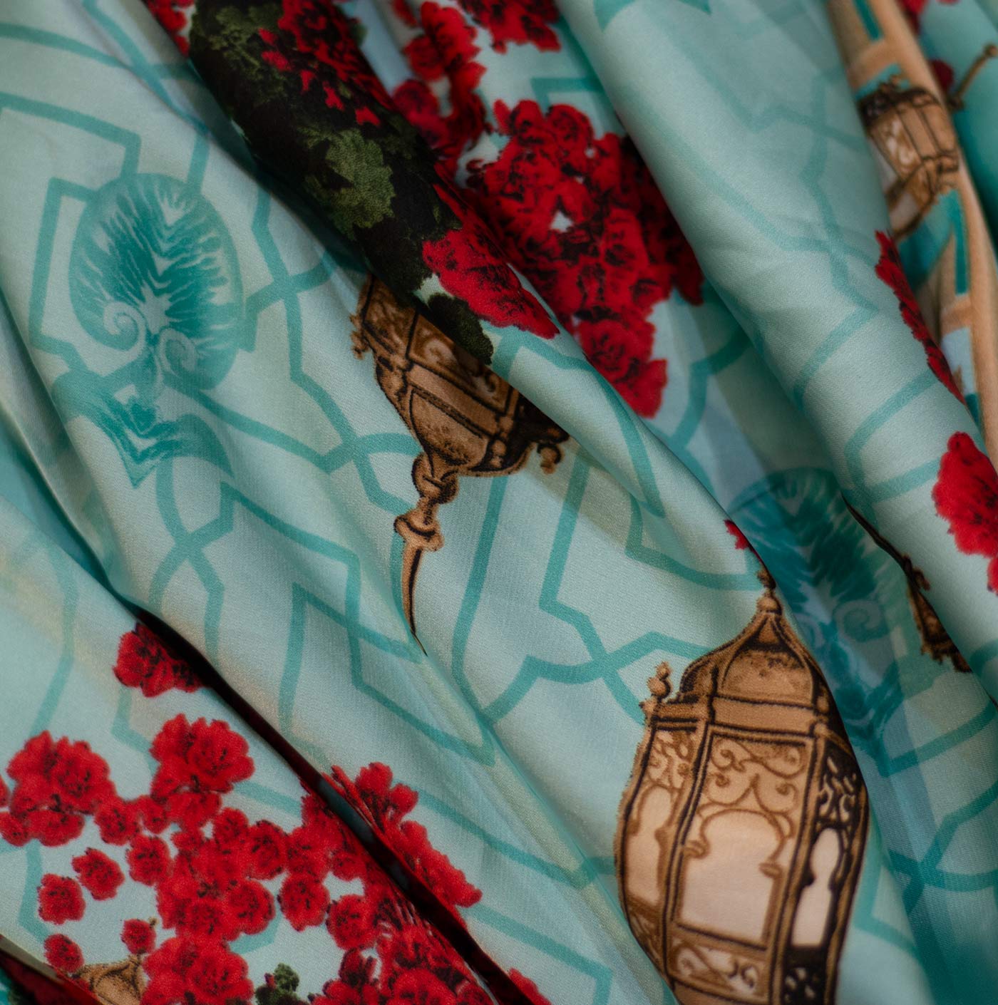 Amaranth Printed Silk Fabric