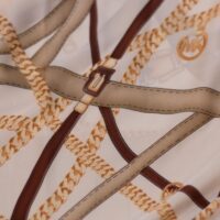 Cream and Brown Design Printed Silk Fabric