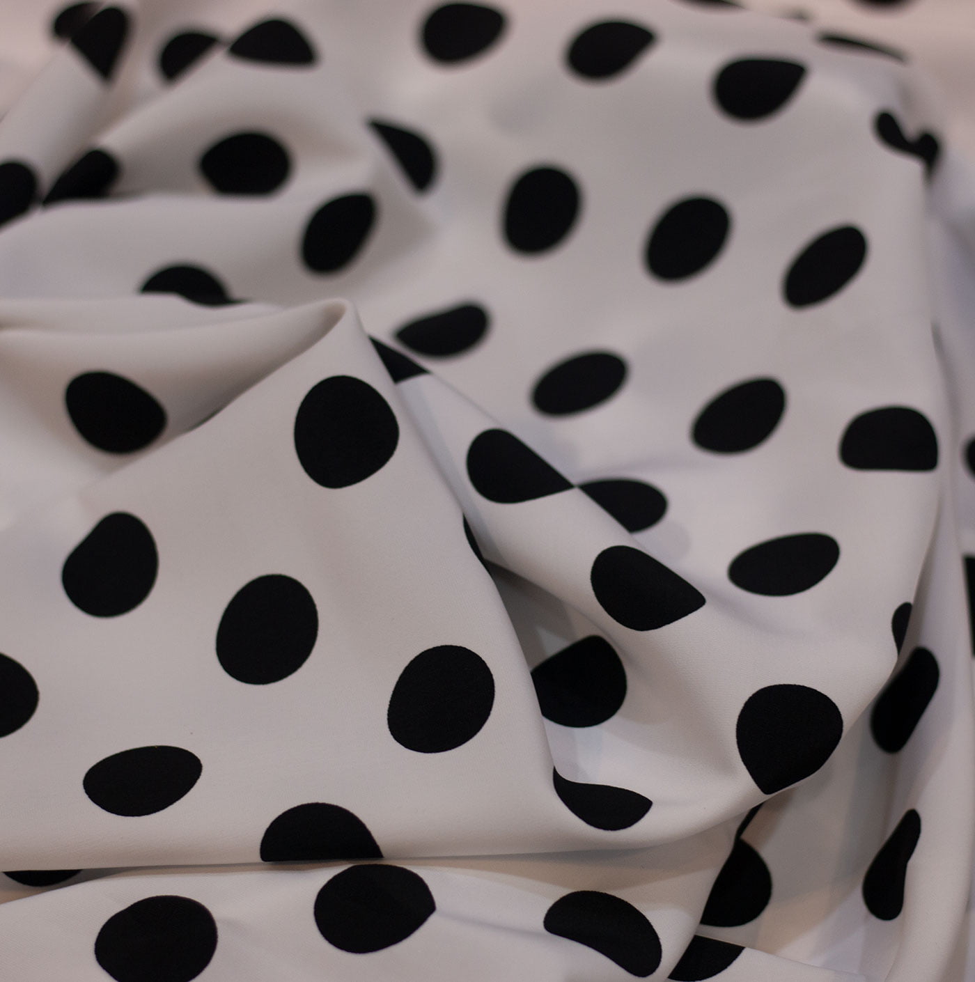 Large Black Polka Dots White Lorenzo Cotton Fabric