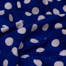 White Polka Dot Blue Cotton Fabric