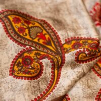 Brown Cameo Floral Printed Silk Fabric