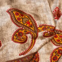 Brown Cameo Floral Printed Silk Fabric