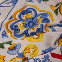 Multicolor Floral Design Printed Silk Fabric