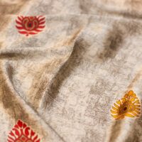 Brown Cameo Floral Printed Silk Fabric