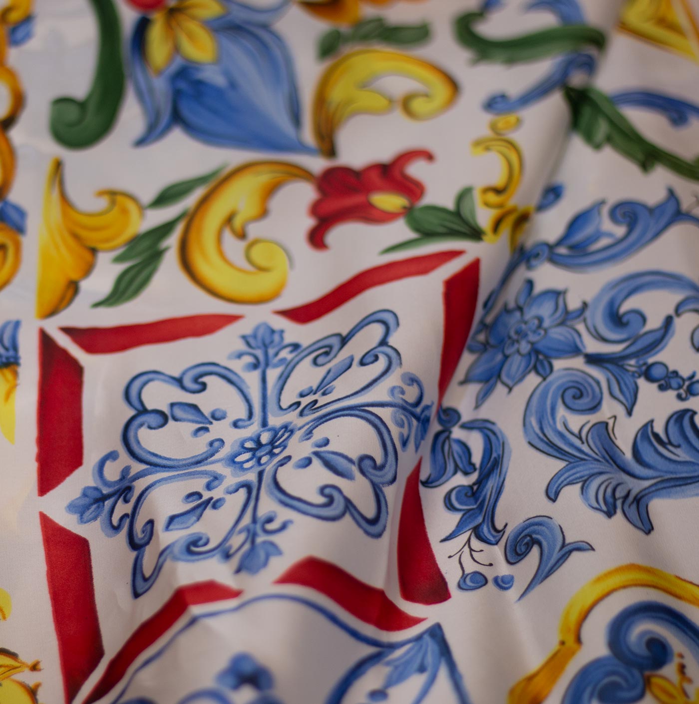 Multicolor Floral Design Printed Silk Fabric
