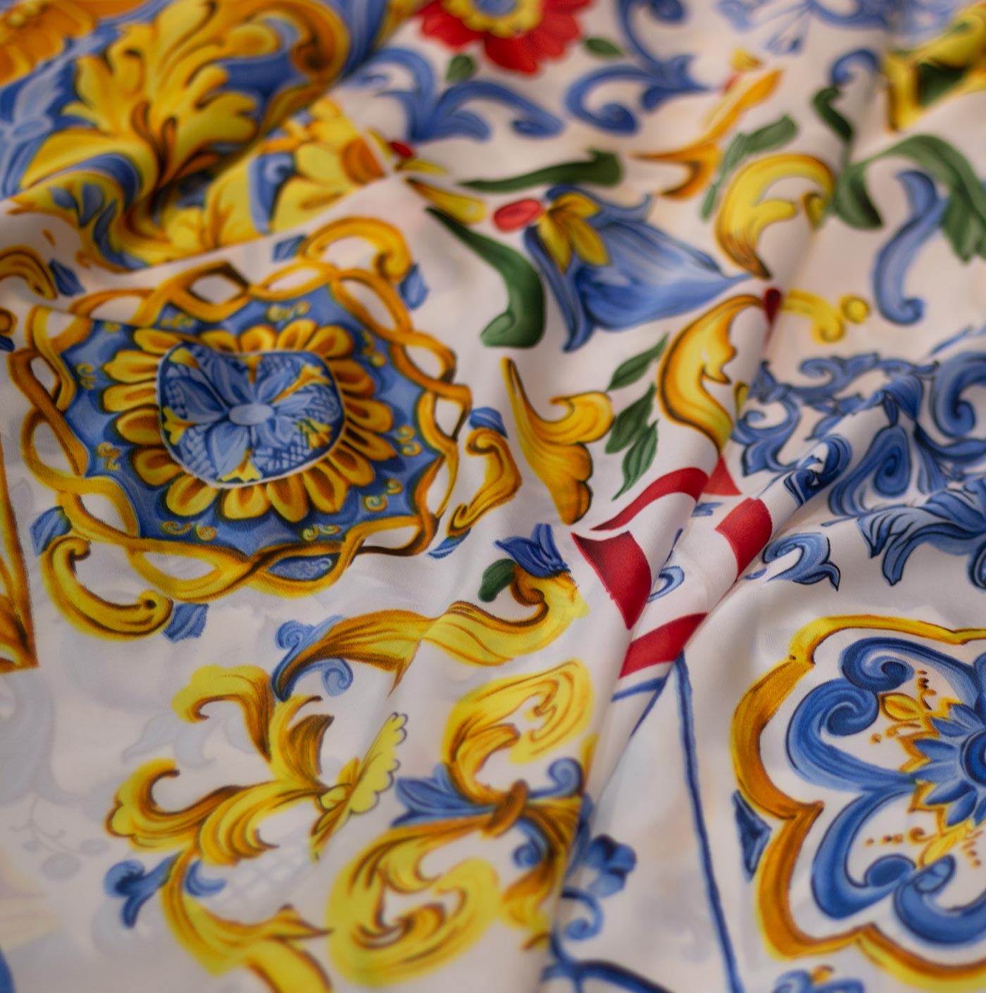 Multicolor Floral Design Printed Silk Fabric