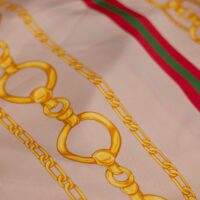 Gold and Cream Dual Striped Design Printed Silk Fabric