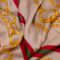Gold and Cream Dual Striped Design Printed Silk Fabric
