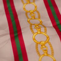 Gold and Cream Dual Striped Design Printed Silk Fabric