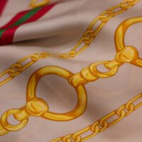 Gold and Cream Dual Striped Design Printed Silk Fabric