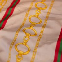 Gold and Cream Dual Striped Design Printed Silk Fabric