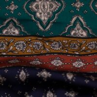Multicolor Abstract Floral Design Printed Silk Fabric