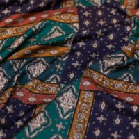 Multicolor Abstract Floral Design Printed Silk Fabric