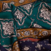 Multicolor Abstract Floral Design Printed Silk Fabric