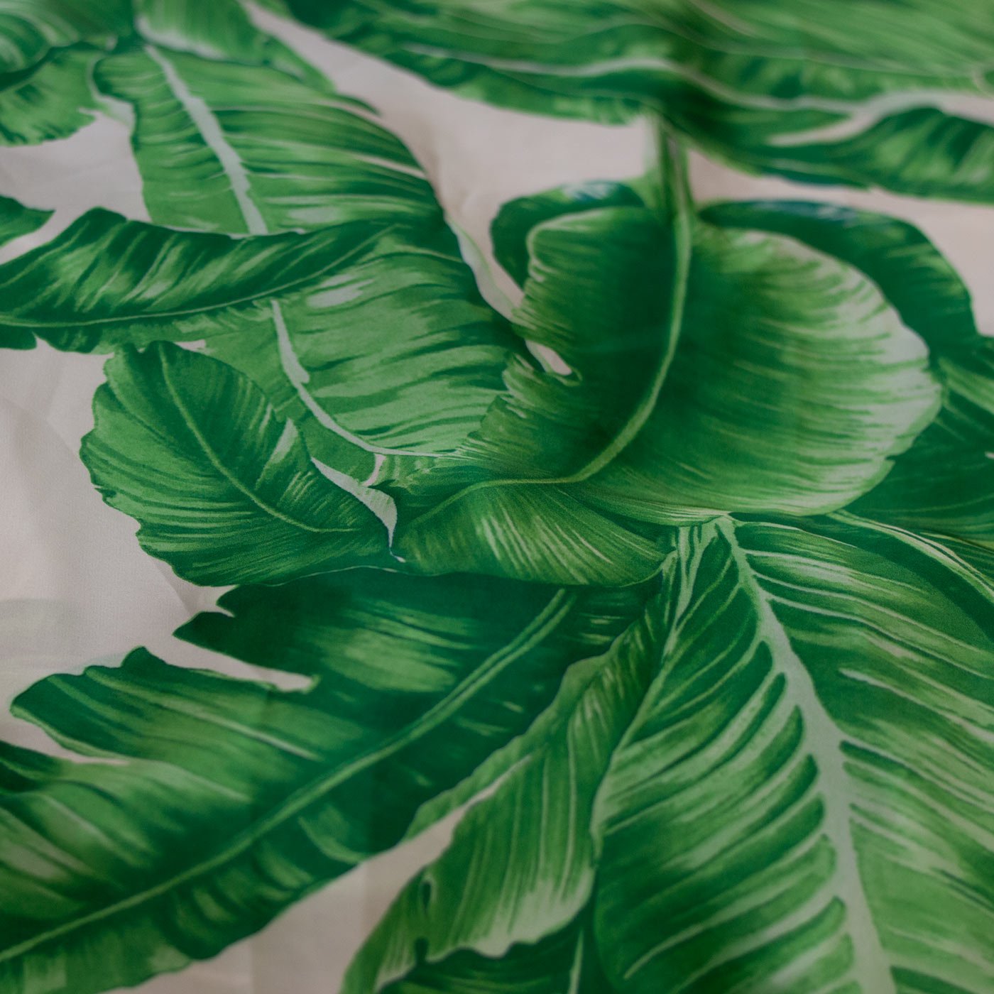 Plantain Leaf Design Printed Silk Fabric