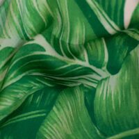 Plantain Leaf Design Printed Silk Fabric
