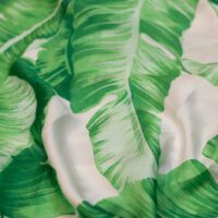 Plantain Leaf Design Printed Silk Fabric