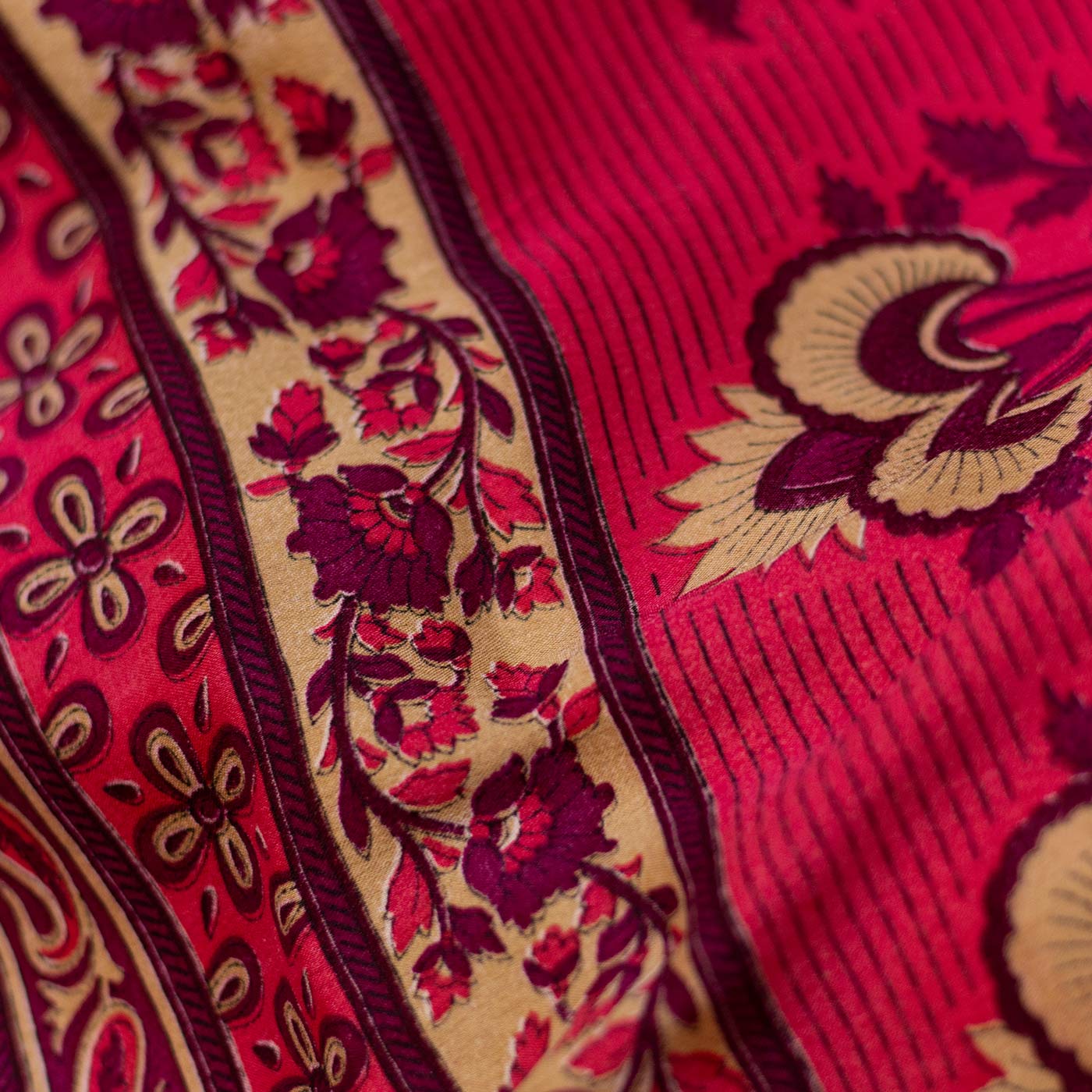 Amaranth Abstract Design Printed Silk Fabric
