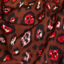 Coffee Brown Abstract Design Printed Silk Fabric