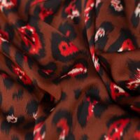 Coffee Brown Abstract Design Printed Silk Fabric