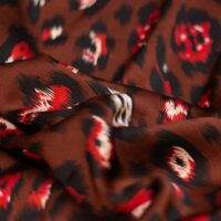 Coffee Brown Abstract Design Printed Silk Fabric