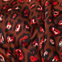 Coffee Brown Abstract Design Printed Silk Fabric