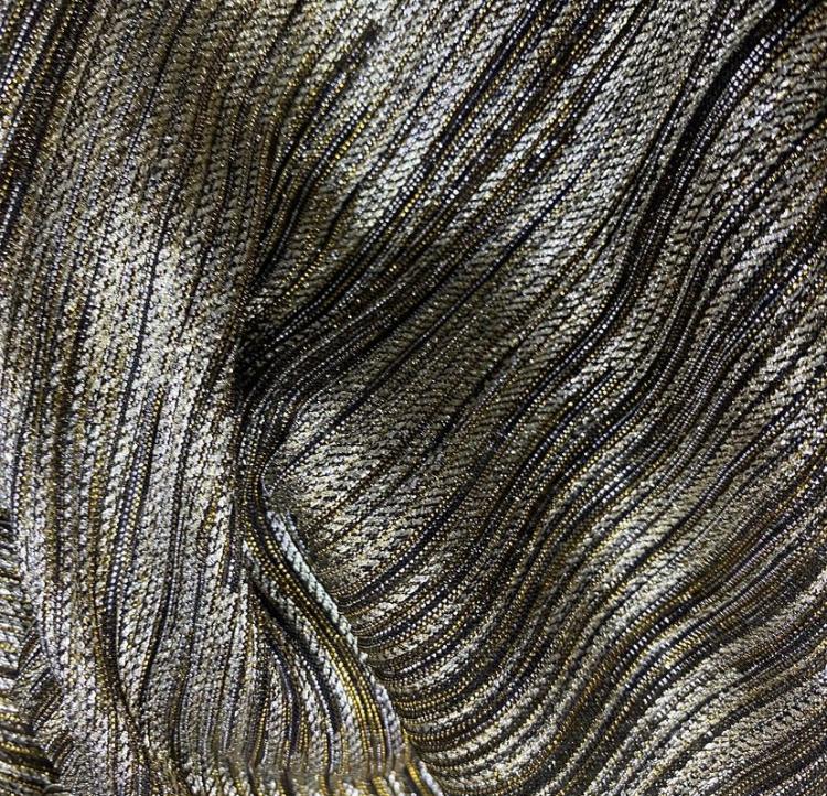 Gold Metallic Lurex Plisse Fabric