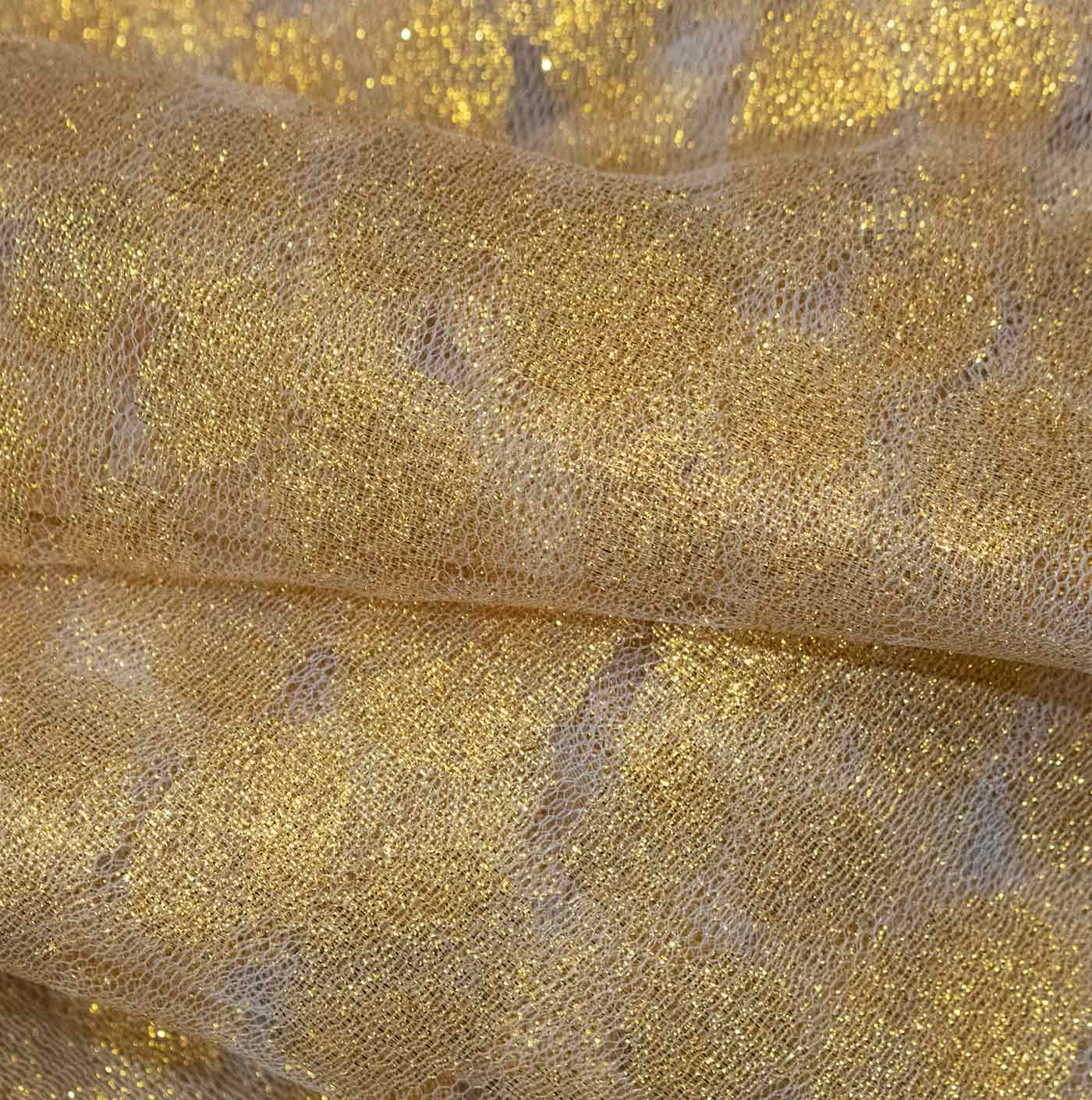 Yellow Gold Metallic Mesh Fabric